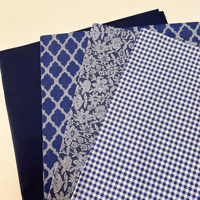 7Pcs 20" x 20" Cotton Fabric DIY Making Supplies Quilting Patchwork Fabric Fat Quarter Bundles DIY for Quilting Cotton Patchwork Cushions (Navy, 20 x 20 inches)