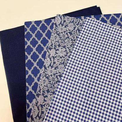 7Pcs 20" x 20" Cotton Fabric DIY Making Supplies Quilting Patchwork Fabric Fat Quarter Bundles DIY for Quilting Cotton Patchwork Cushions (Navy, 20 x 20 inches)
