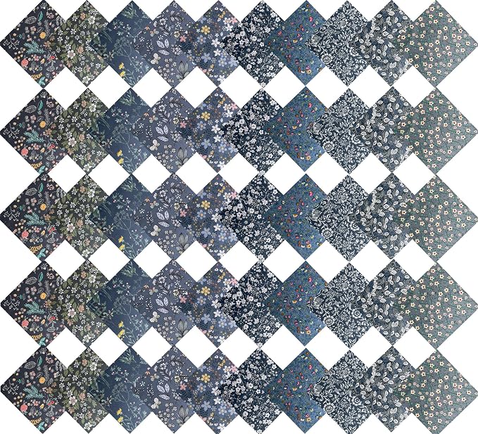 HANPATQUI 50PCS 8 x 8 inch Grey Printed 100% Cotton Fat Quarters Fabric for Sewing and Quilting Bundles Precut Fabric Square for DIY Craft Patchwork