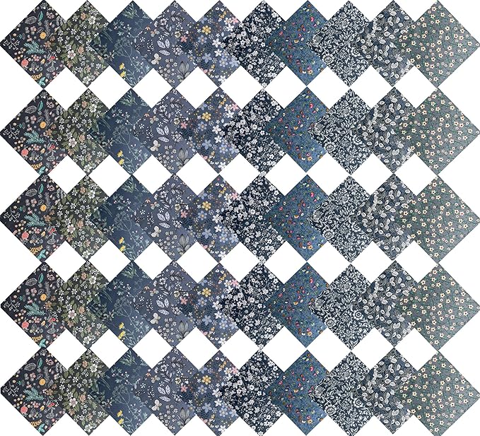 HANPATQUI 50PCS 12 x 12 inch Grey Printed 100% Cotton Fat Quarters Fabric for Sewing and Quilting Bundles Precut Fabric Square for DIY Craft Patchwork