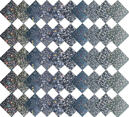 HANPATQUI 50PCS 5 x 5 inch Grey Printed 100% Cotton Fat Quarters Fabric for Sewing and Quilting Bundles Precut Fabric Square for DIY Craft Patchwork