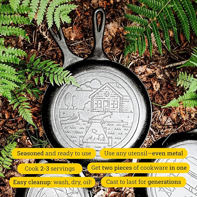 Lodge Cast Iron Wanderlust Series, Cabin Combo Cooker, 3.2 Quart
