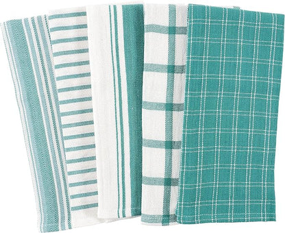 KAF Home Assorted Flat Kitchen Towels - Set of 10, 18 x 28 Inch (Teal)