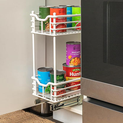 Household Essentials White Steel Two-Tier Slide-Out Organizer with Plastic Liners