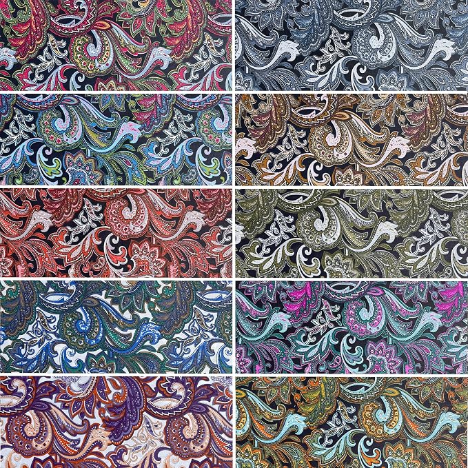 HANPATQUI 50PCS 8 x 8 inch 100% Cotton Fat Quarters Fabric for Sewing and Quilting Bundles Precut Fabric Square for DIY Craft Patchwork-Dark Paisley
