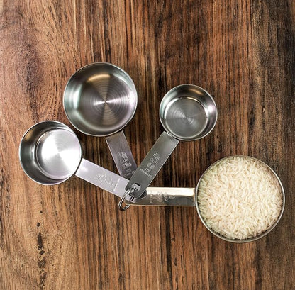 Mrs. Anderson’s Baking Measuring Cups, Engraved Measurements for Liquid or Dry Ingredients, Stainless Steel, 4-Piece Set