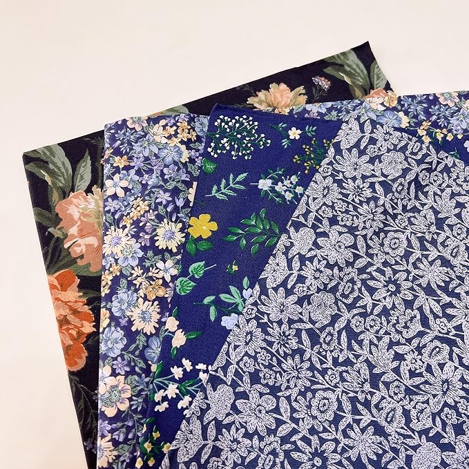 7Pcs 20" x 20" Cotton Fabric DIY Making Supplies Quilting Patchwork Fabric Fat Quarter Bundles DIY for Quilting Cotton Patchwork Cushions (Navy, 20 x 20 inches)