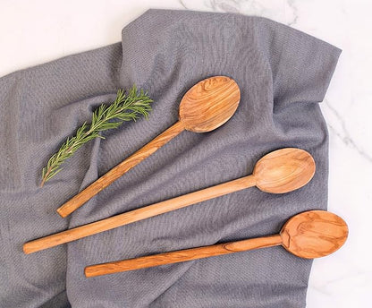 Eddington’s Italian Olive Wood Cooking Spoon Set, Handcrafted in Europe, Set of 2