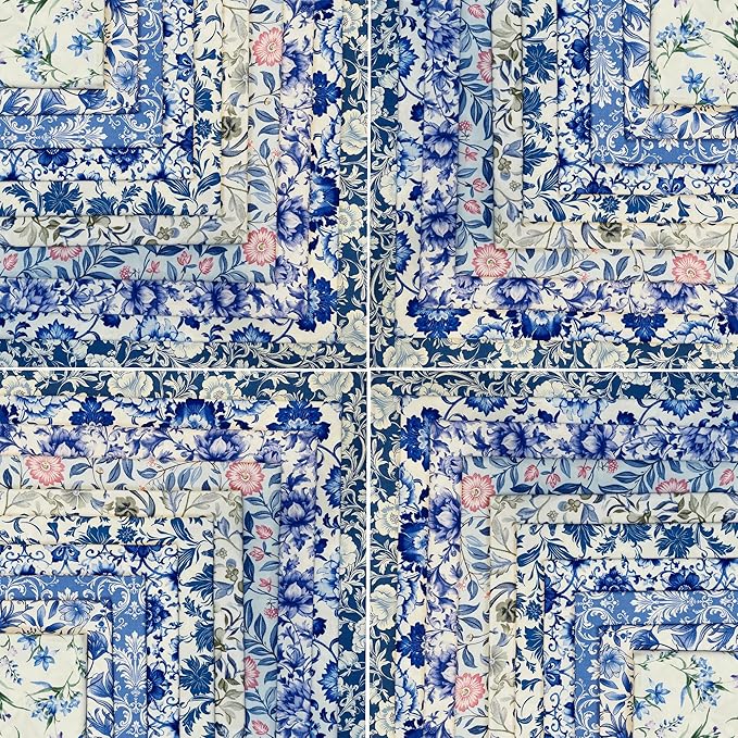 HANPATQUI 200PCS 4 x 4 inch 100% Cotton Fat Quarters Fabric for Sewing and Quilting Bundles Precut Fabric Square for DIY Craft Patchwork-Bluepaisley